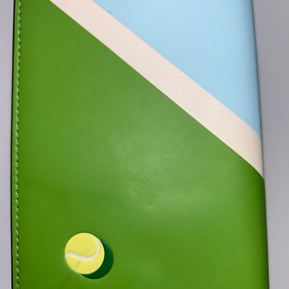 kate spade Green & Light Blue Tennis Ball Passport Wallet - Picture 10 of 12